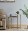 Mette White Porcelain Top End Table With Gold Finish