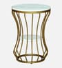 Mette White Porcelain Top End Table With Gold Finish