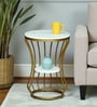 Mette White Porcelain Top End Table With Gold Finish