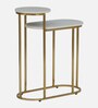 Mette White Porcelain Top End Table With Gold Finish