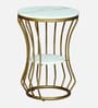 Mette White Porcelain Top End Table With Gold Finish