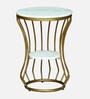 Mette White Porcelain Top End Table With Gold Finish