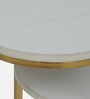 Mette White Porcelain Top End Table With Gold Finish
