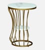 Mette White Porcelain Top End Table With Gold Finish