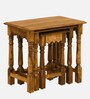 Mexico  Sheesham Wood Nest Of Tables in Scratch Resistant Rustic Teak Finish