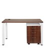Mexico Study Table with Pedestal in Dark Acacia & White Colour