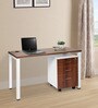 Mexico Study Table with Pedestal in Dark Acacia & White Colour