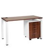 Mexico Study Table with Pedestal in Dark Acacia & White Colour