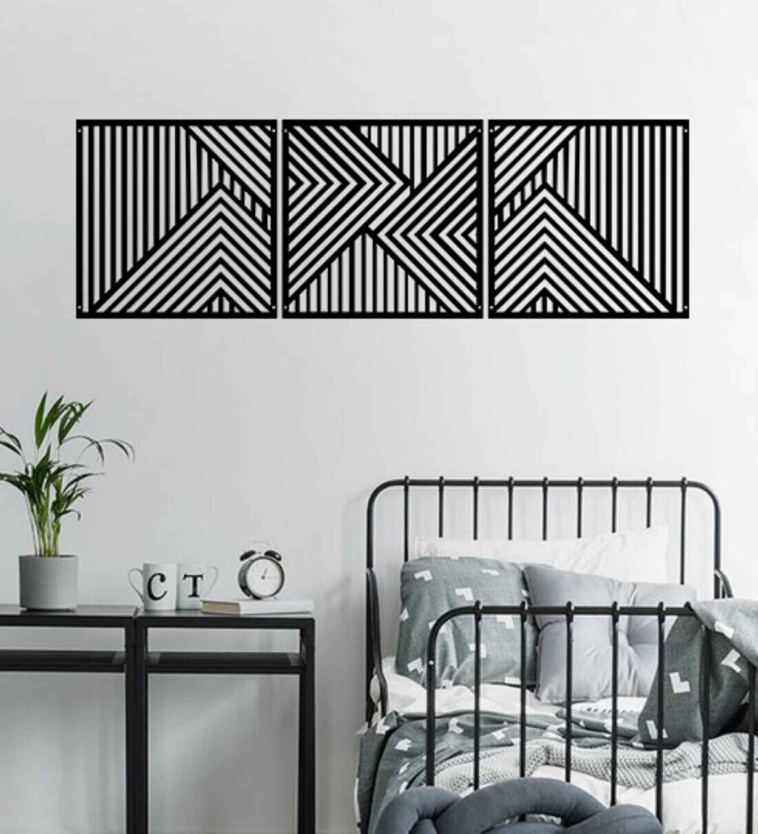 Buy Mid Century Geometric Black Wooden Wall Art by SKETCH DESIGNS Online Wooden Wall Art