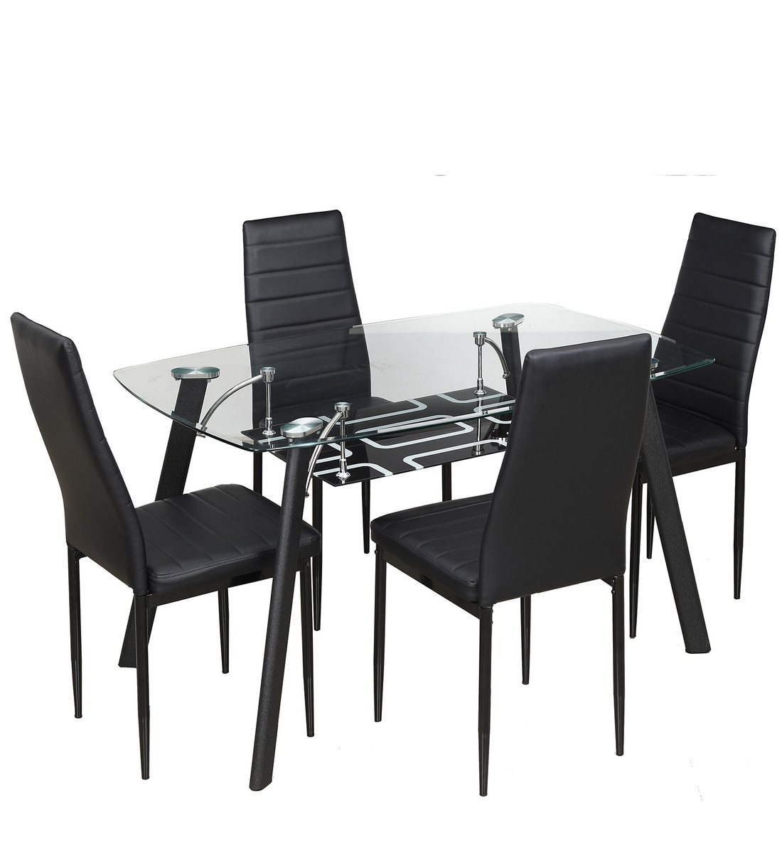 Buy Poznan 4 Seater Dining Set in Black Colour by Royaloak Online
