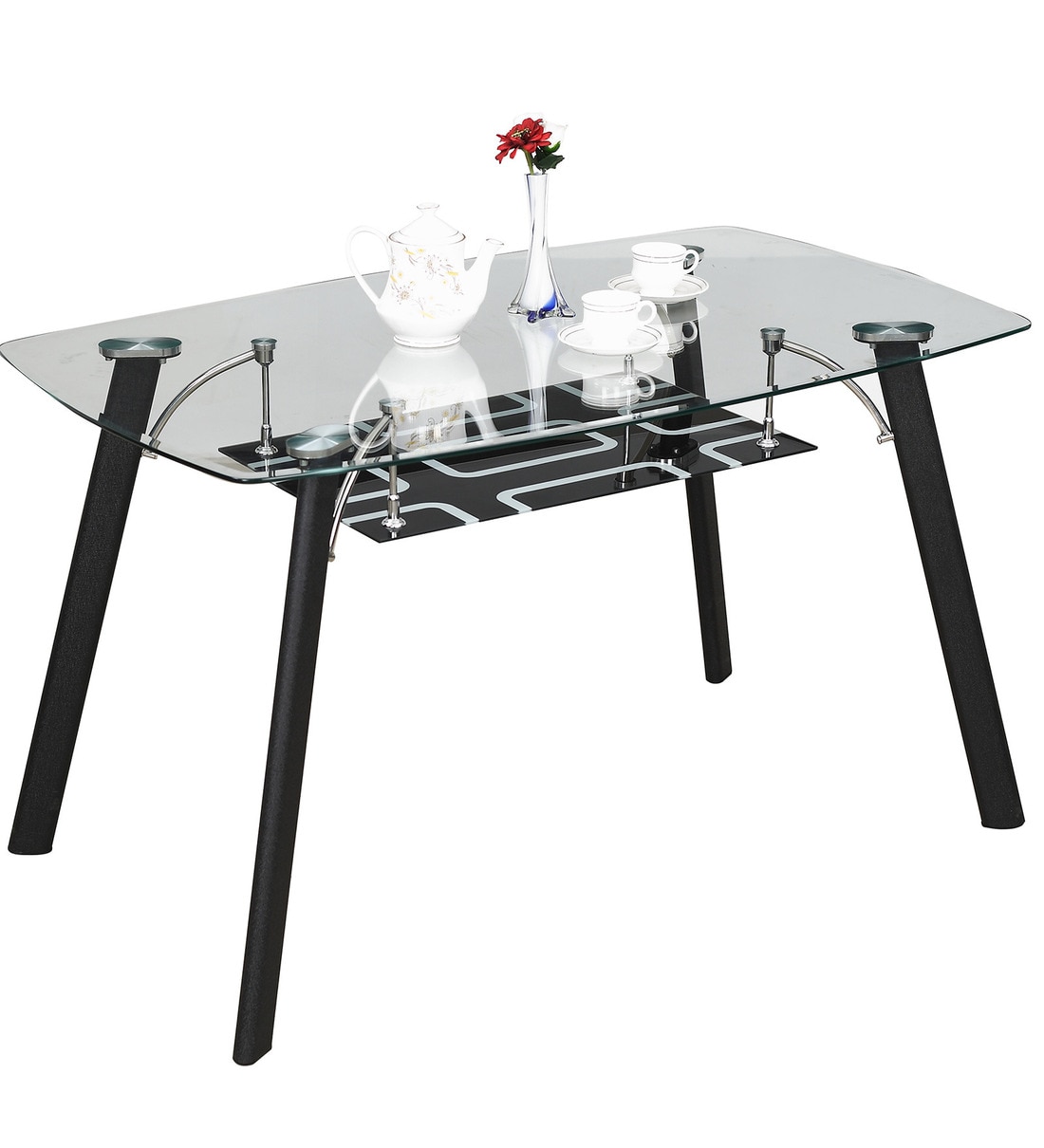 Buy Poznan 4 Seater Dining Set in Black Colour by Royaloak Online