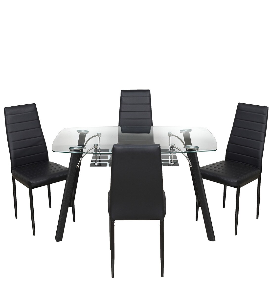 Buy Poznan 4 Seater Dining Set in Black Colour by Royaloak Online