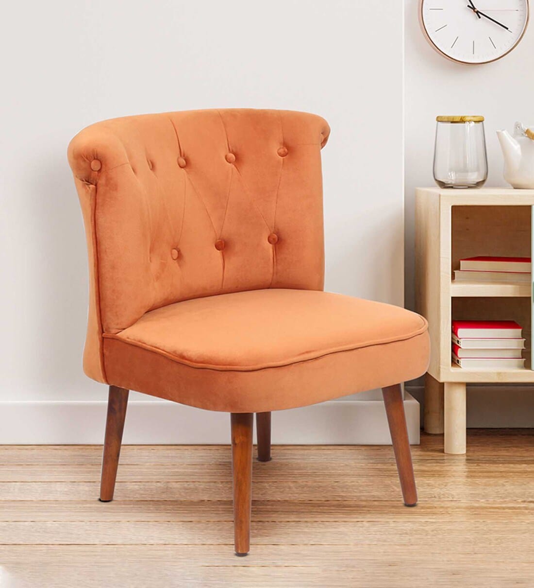 Buy Milano Slipper Chair In Tangerine Colour by Muebles Casa Online