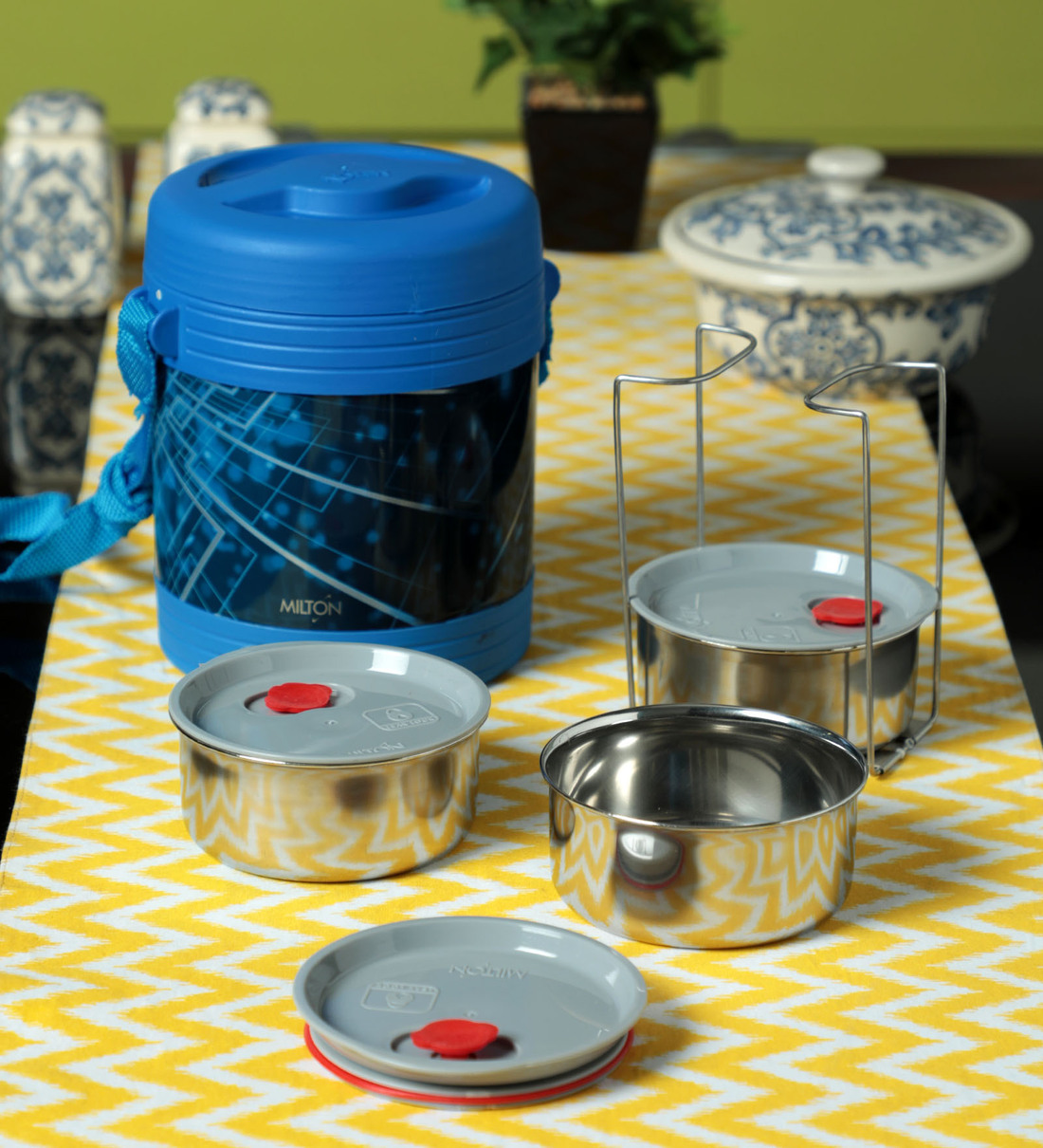 Stainless Steel Plastic 300 ML Tiffin box Set Of