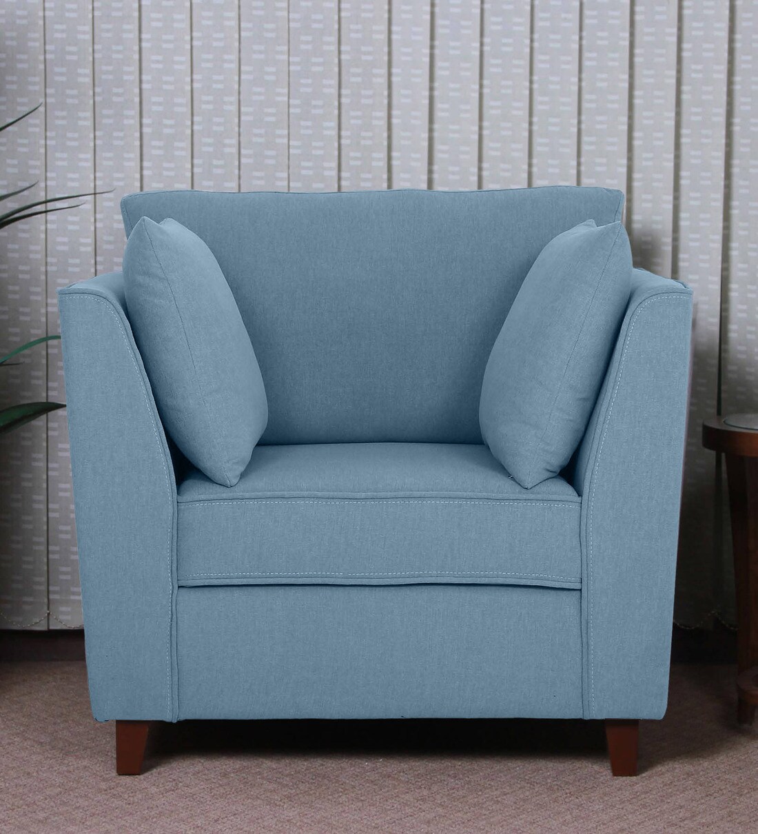 Buy Miranda 1 Seater Sofa in Ice Blue Colour by CasaCraft Online