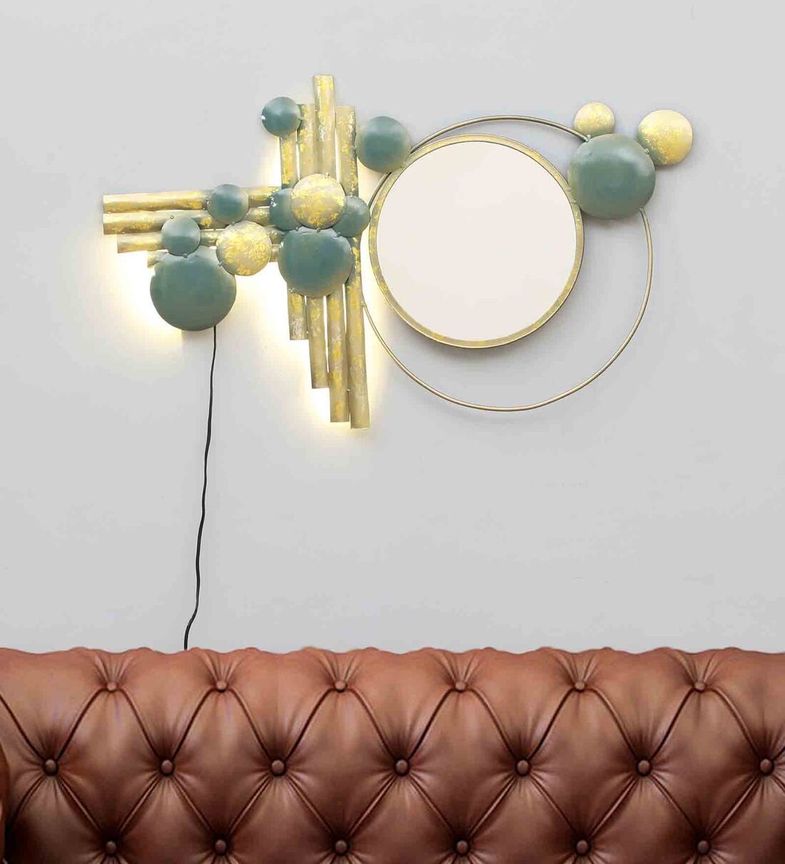 Buy Mirrors Abstract Metal Wall Art with LED in Grey Colour by SMD ...