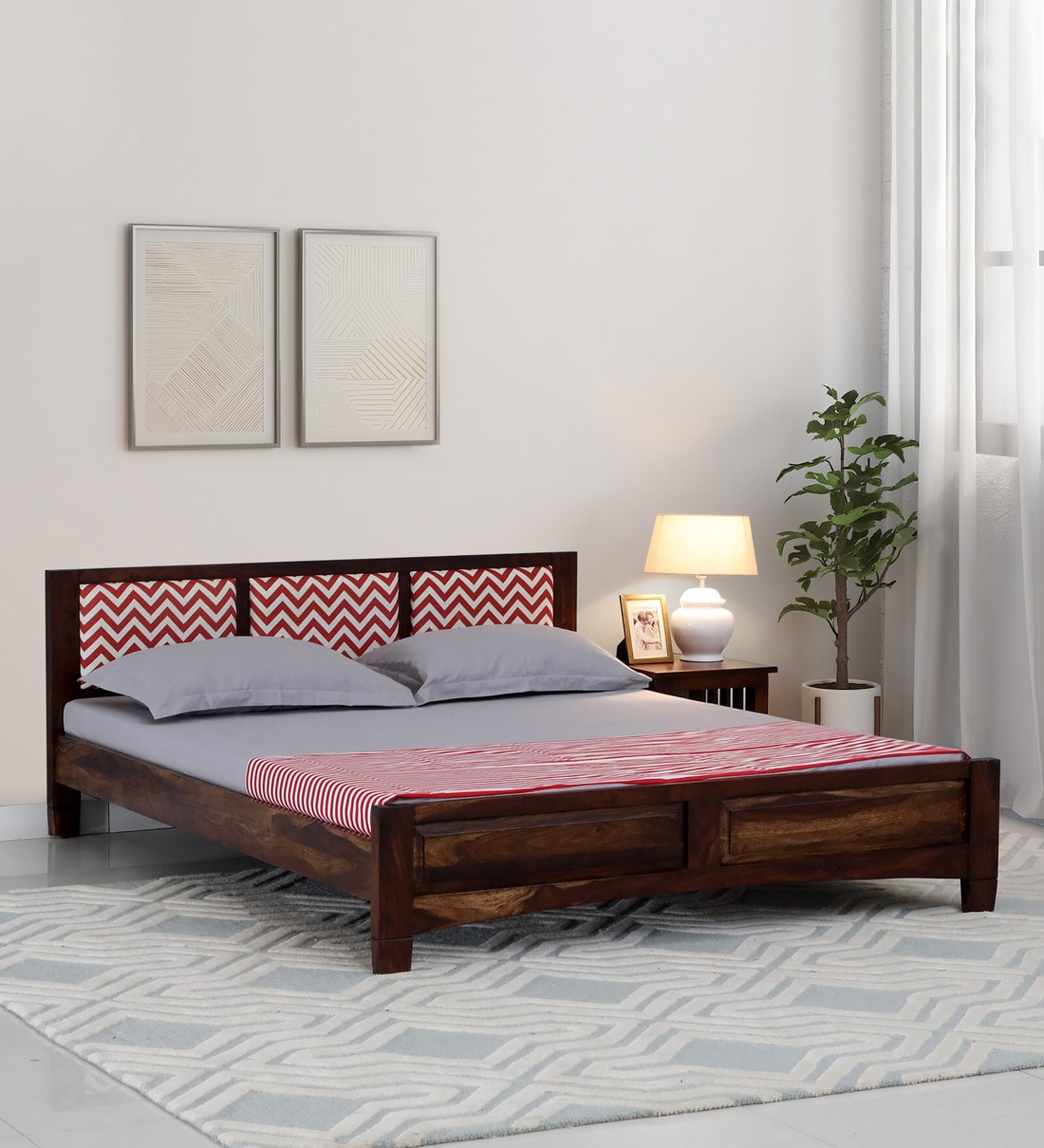 Buy Mitsy Sheesham Wood King Size Bed in Provincial Teak Finish at 7