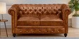 Miceli Leather 2 Seater Sofa In Tan Finish