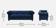 Miceli Leather 3 Seater Sofa In Blue Finish