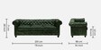 Miceli Leather 3 Seater Sofa In Olive Green Finish