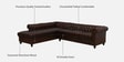 Miceli Leather RHS Sectional 3 Seater Sofa In Brown Finish