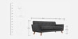 Mid-Century Fabric 3 Seater Sofa in Grey Colour
