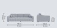 Milena 3 seater sofa in Light Grey colour Milena 3 seater sofa in Light Grey colour