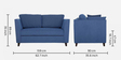 Miranda Chenille Fabric 2 Seater Sofa In Denim Blue Colour