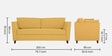 Miranda Chenille Fabric 3 Seater Sofa In Camel Yellow Colour