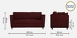 Miranda Chenille Fabric 3 Seater Sofa In Garnet Red Colour