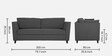 Miranda Chenille Fabric 3 Seater Sofa In Steel Grey Colour
