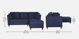 Miranda Fabric LHS Sectional Sofa (2 + Lounger) In Navy Blue Colour