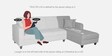 Miranda Fabric LHS Sectional Sofa (3 + Lounger) In Navy Blue Colour