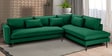 Mireya Fabric LHS Sectional Sofa (3+ Lounger) In Dark Green Colour