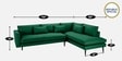 Mireya Fabric LHS Sectional Sofa (3+ Lounger) In Dark Green Colour