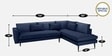 Mireya Fabric LHS Sectional Sofa (3+ Lounger) In Navy Blue Colour