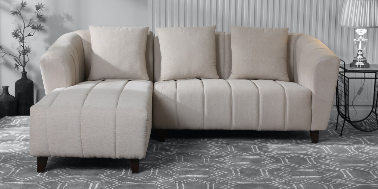 Buy Mia Fabric RHS Sectional Sofa (2 + Lounger) in Beige Colour at 5 OFF by Casacraft from