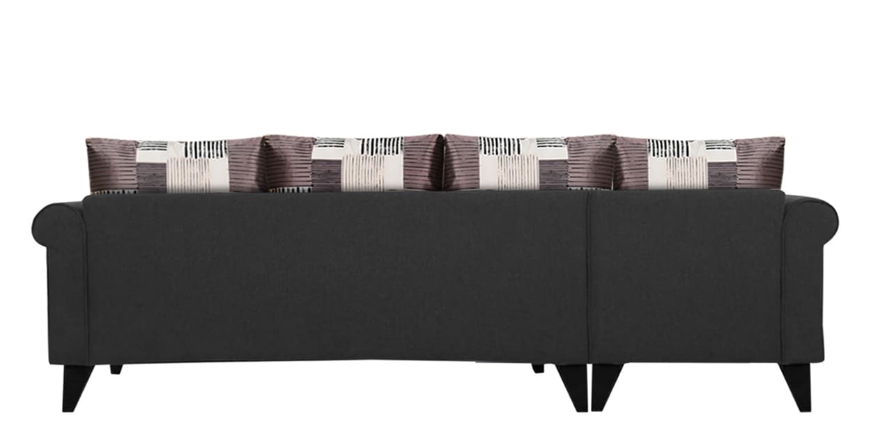 Buy Miami 5 Seater RHS L Shape Sofa Set in Dark Grey Colour by Furny