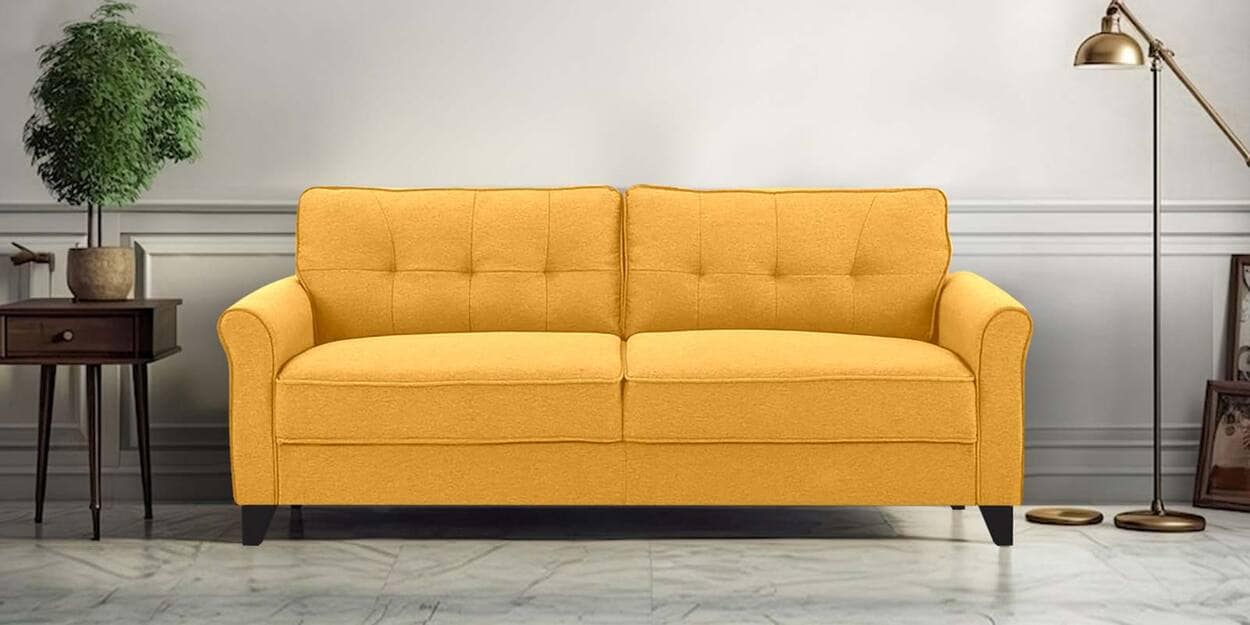 Buy Aldrin Fabric 3 Seater Sofa In Lemon Yellow Colour at 33% OFF by ...