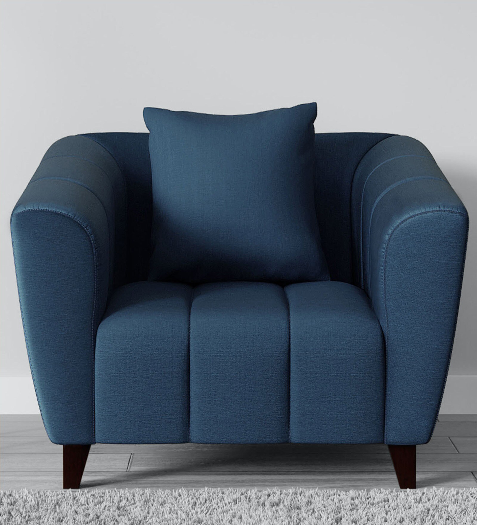 Buy Mia 1 Seater Sofa in Blue Colour CasaCraft By Pepperfry Online