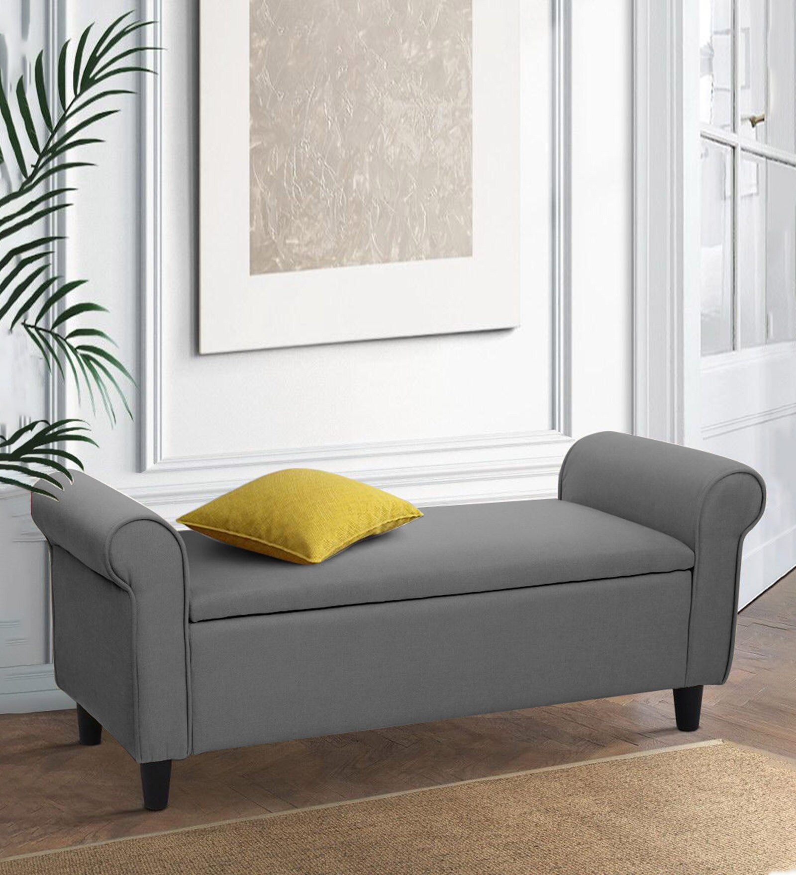 Mia Fabric Recamier In Dark Grey Colour