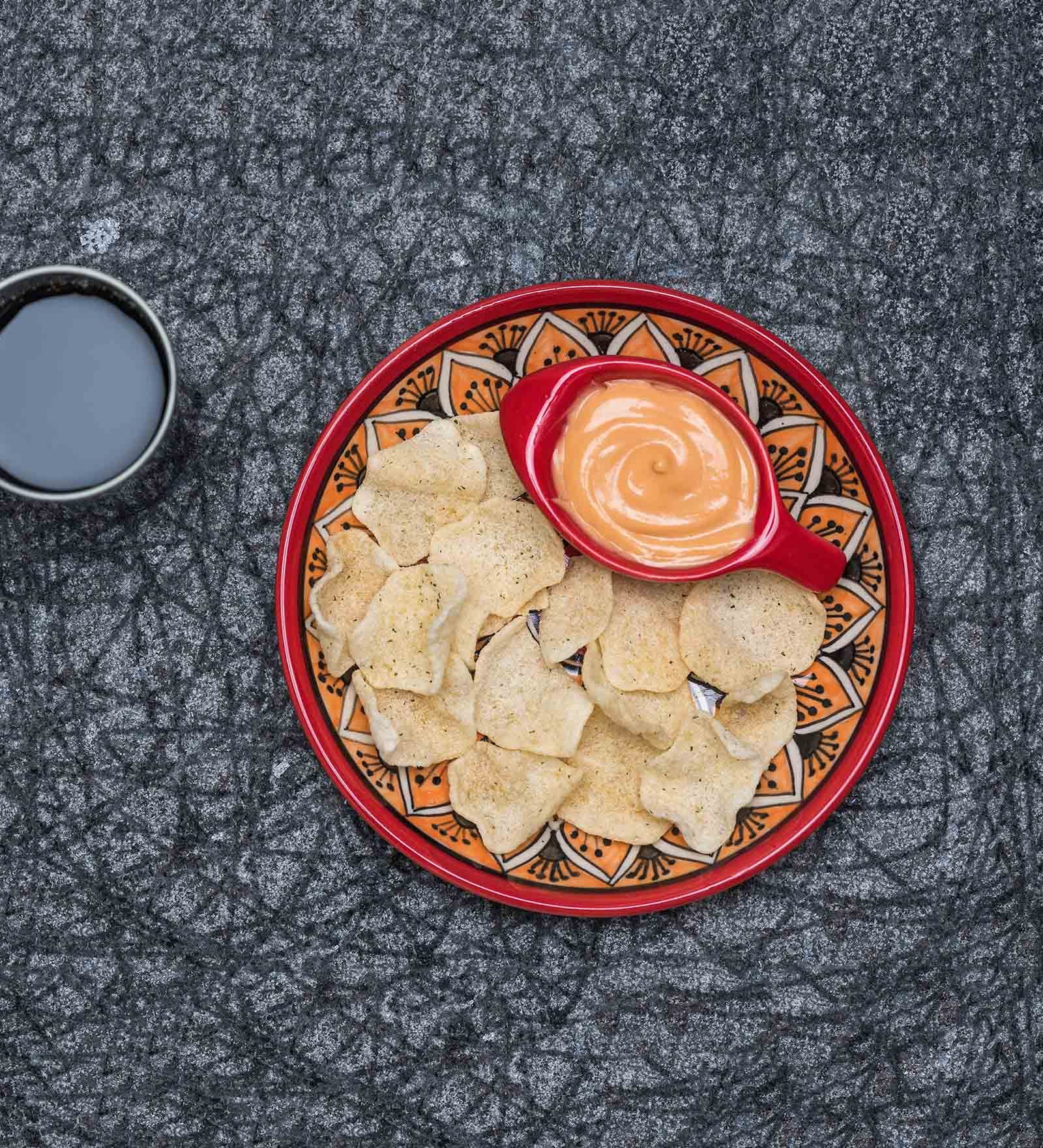 Floral Red Ceramic (Set of 2) Appetizer Platter with Dip Bowl
