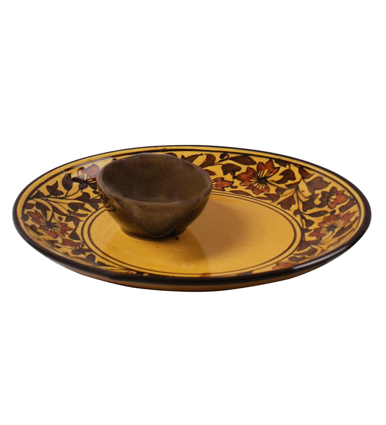 Yellow Handcrafted Platter with Bowls Ceramic