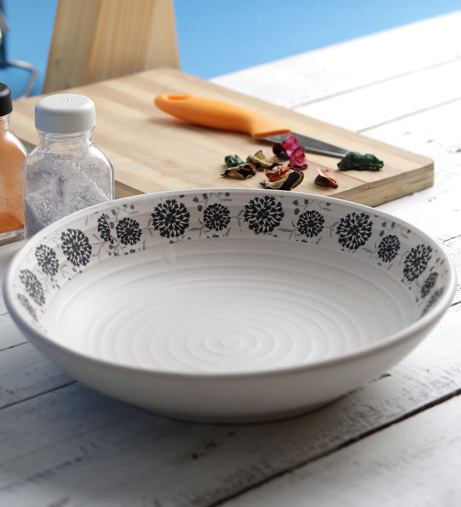 Decal Flower 500ml Ceramic Serving Bowl