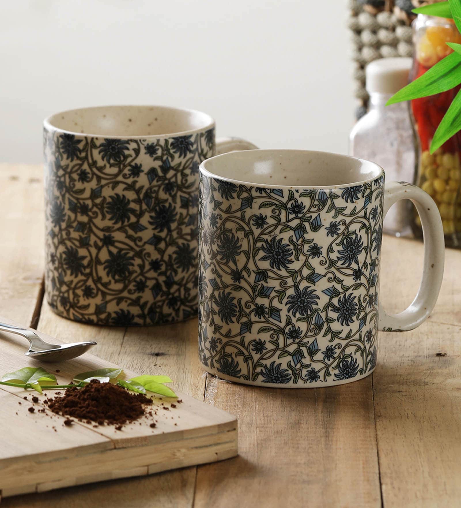 Lullaby 300ml White & Blue Ceramic (Set of 2) Coffee Mug