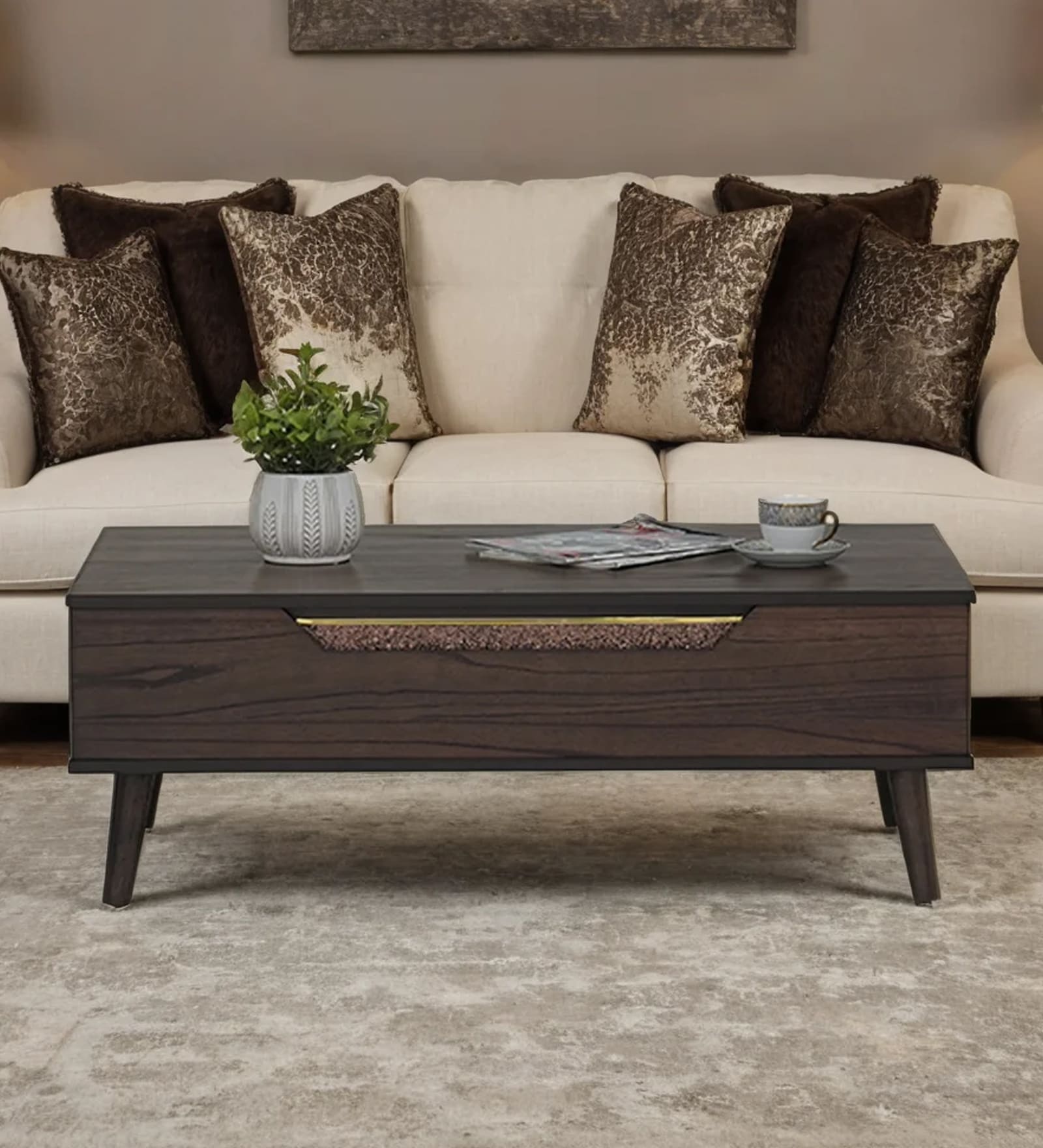 Miami American Lift Top Coffee Table in Brown Colour