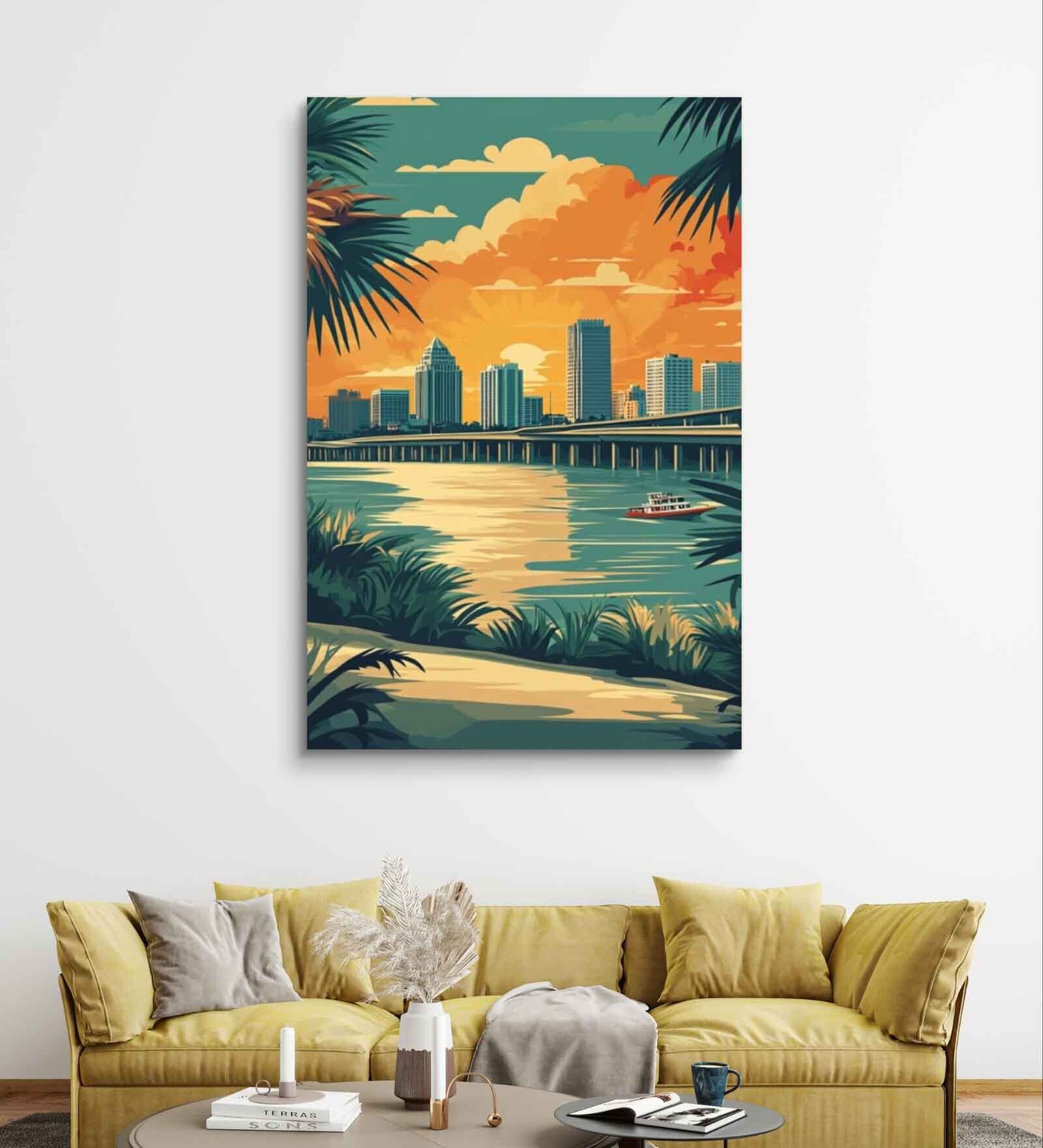 Miami Sunset Canvas Painting