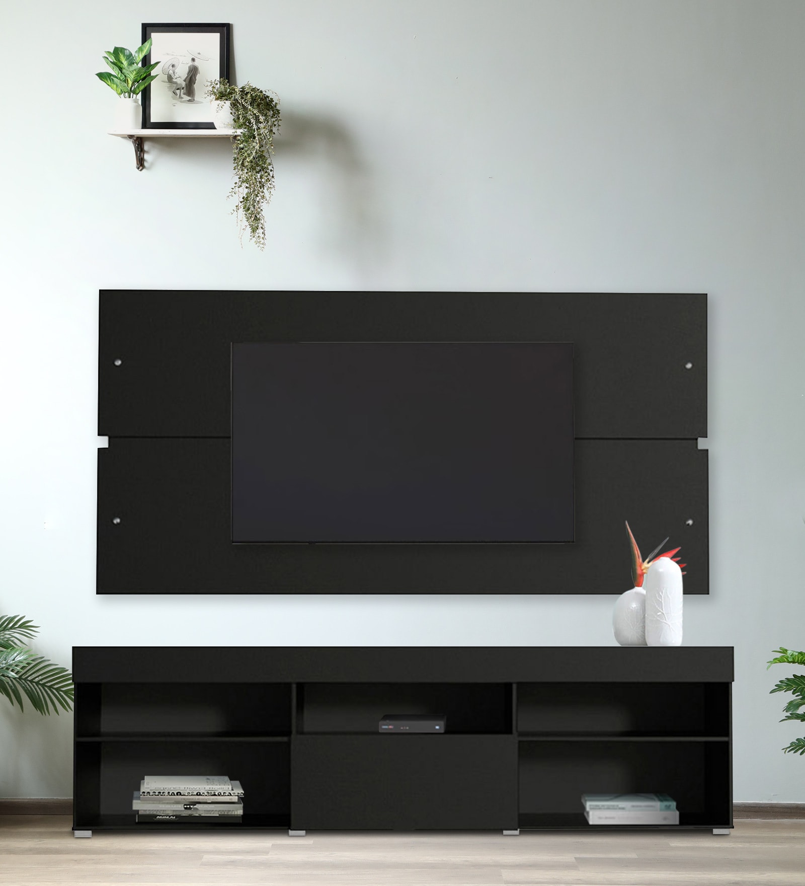 Miami TV Unit For TV's Upto 65 inches In Black Color