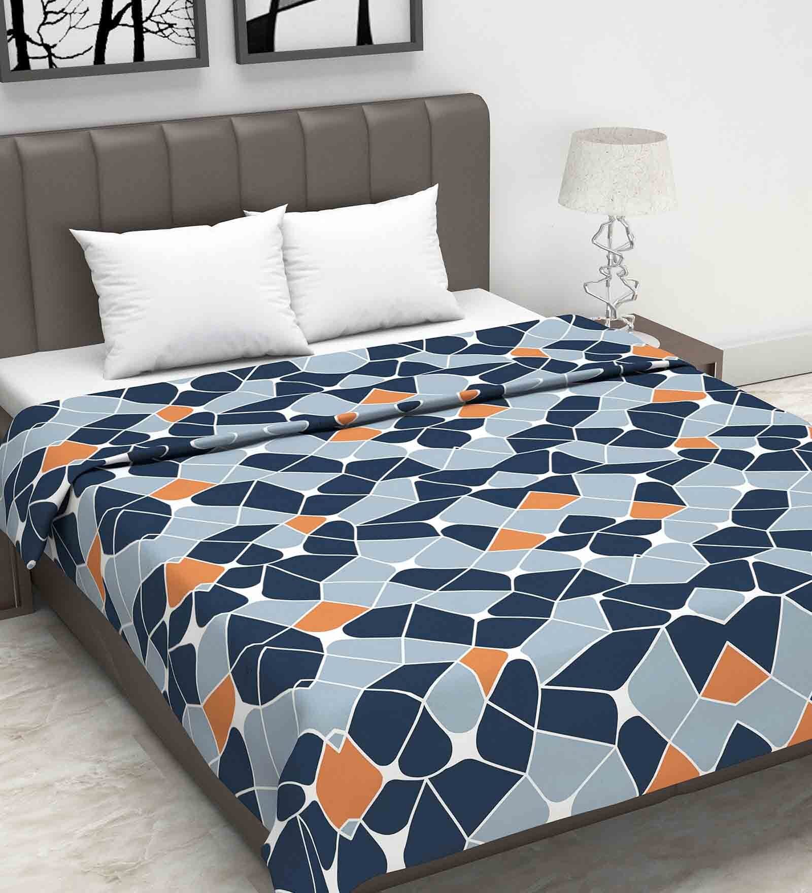 Blue Geometric 120 GSM Double Bed Dohar