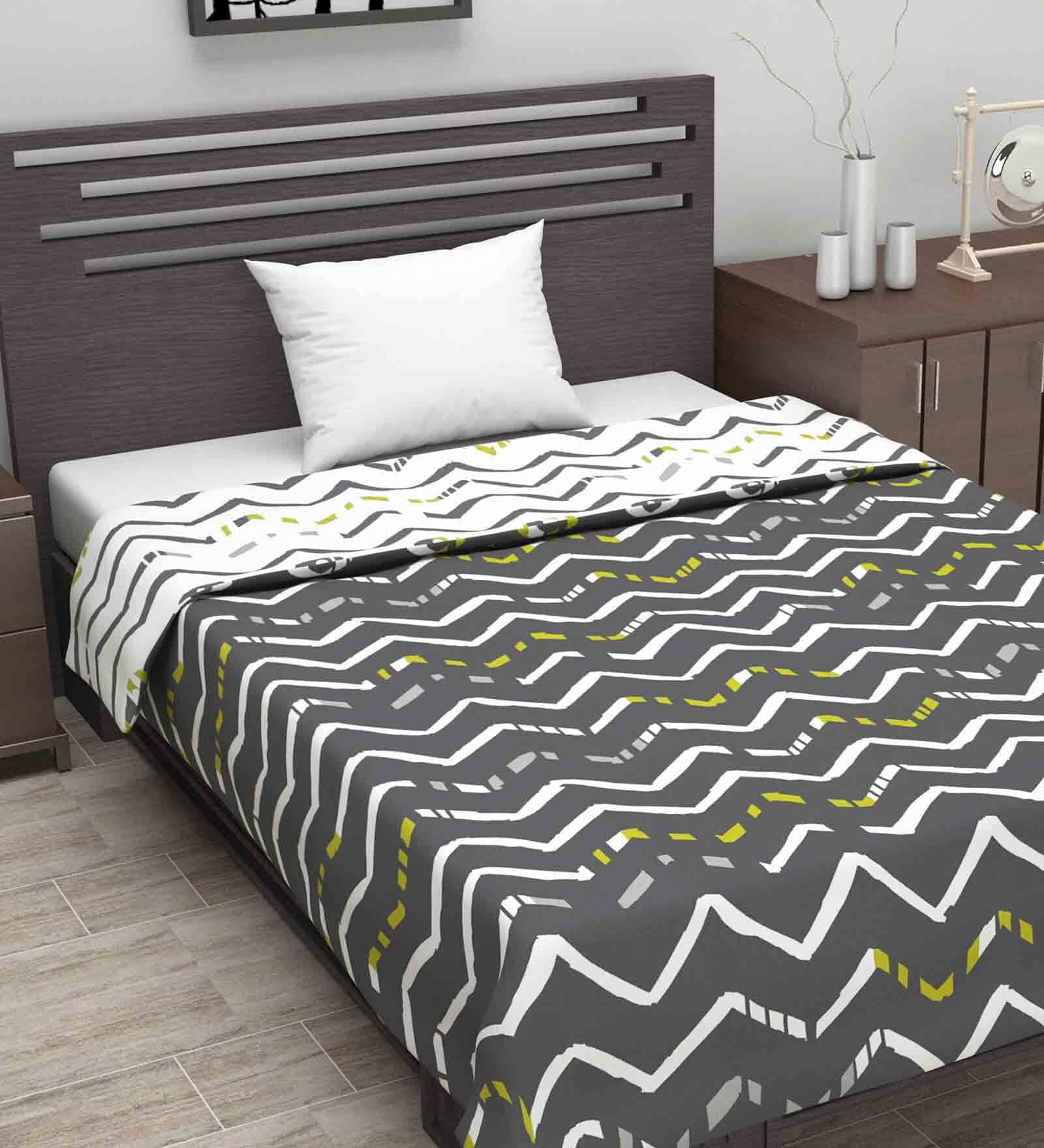 Grey Geometric Polyester 120 GSM Single Bed Dohar Grey Geometric Polyester 120 GSM Single Bed Dohar